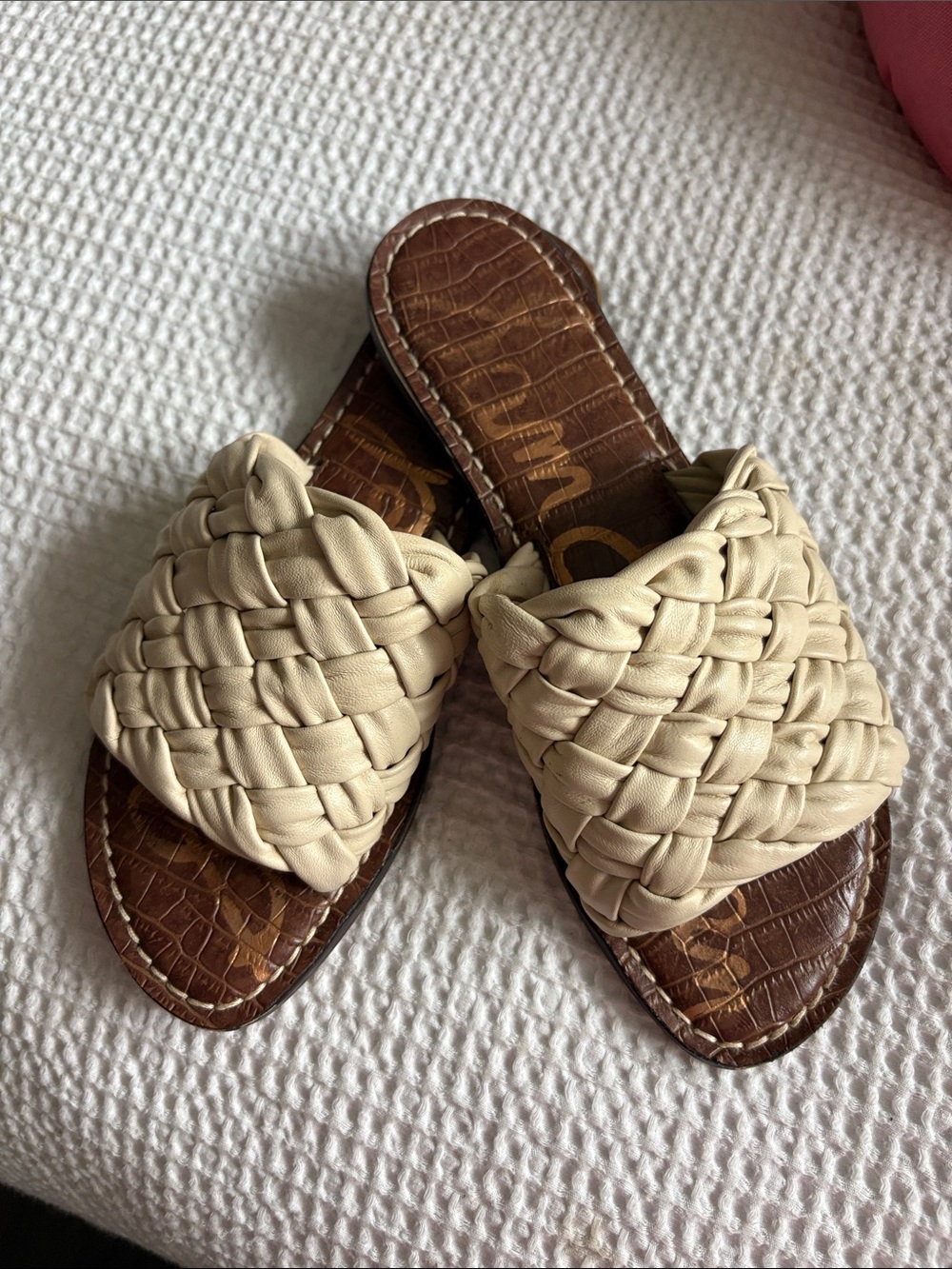 Sam Edelman Cream Braided Slide Sandals